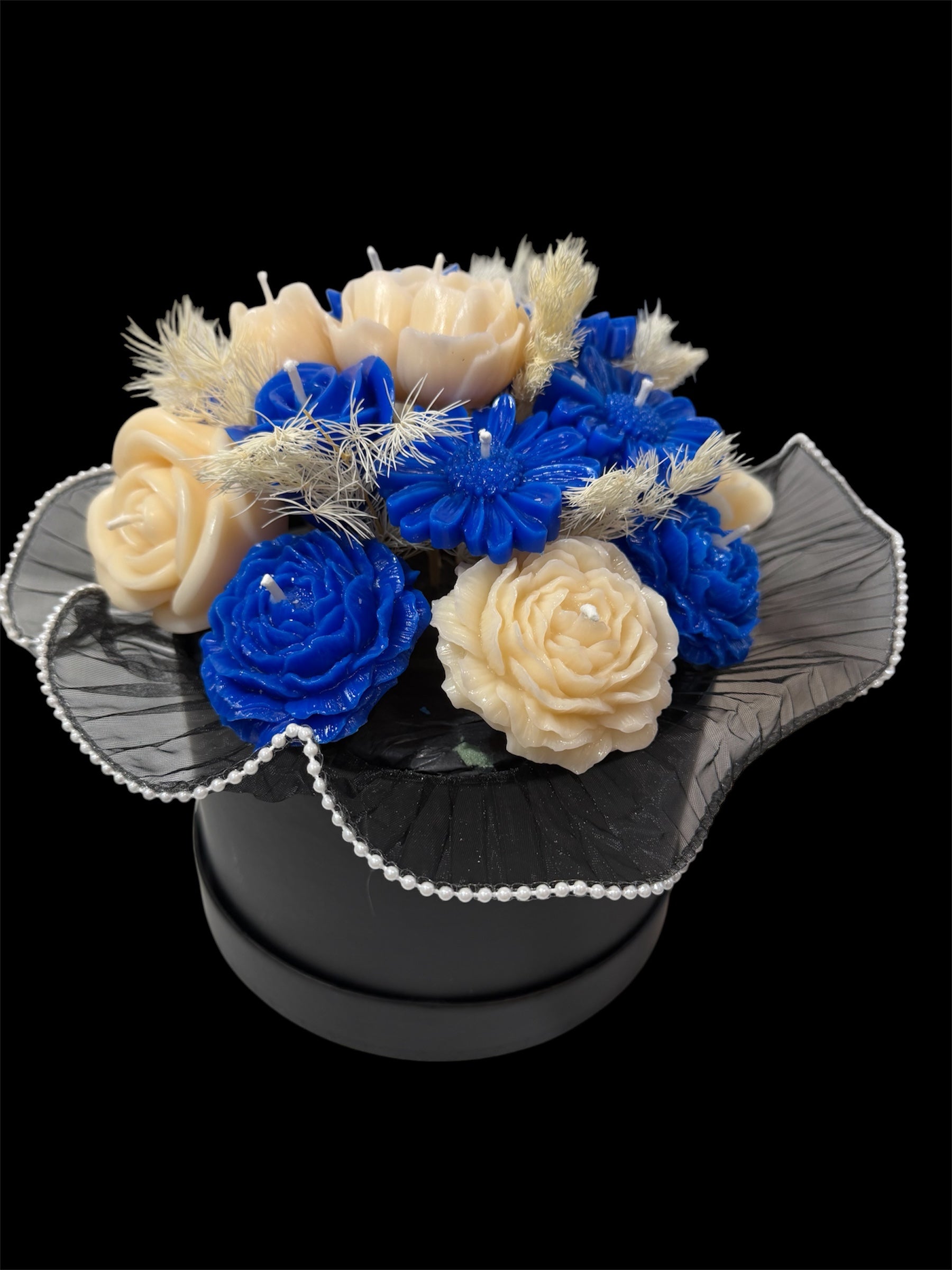 Bouquet de flores de cera lavanda crema